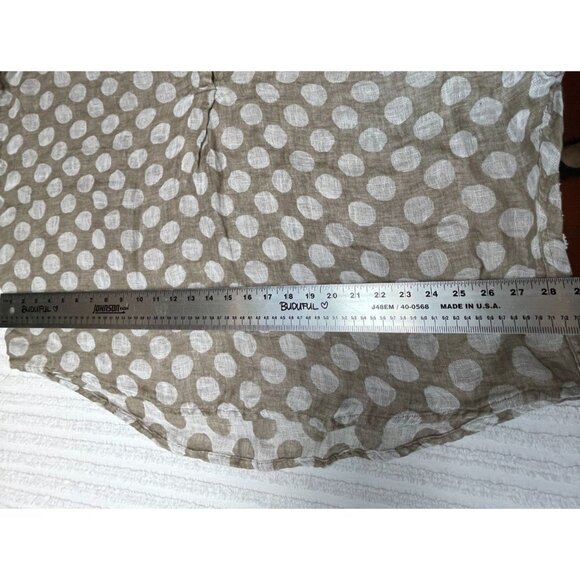 Flax Womens Polka Dot Linen Spartan Pullover Boxy Top Blouse Medium Beige NWOT - Picture 7 of 8